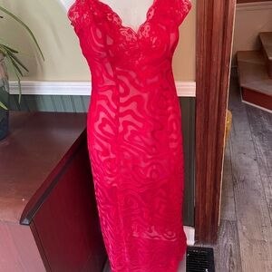 Victoria's Secret Red Sheer Lace Chemise